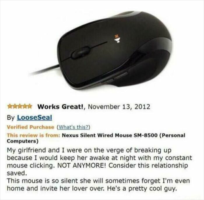 Review of Nexus Silent Wired Mouse highlighting its silent click perfect for seemingly innocent posts with a crazy second half.
