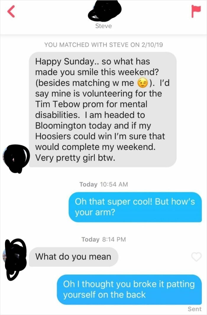 Text message exchange showing awkward conversation that might remind you of cringed moments in funny photo collection.