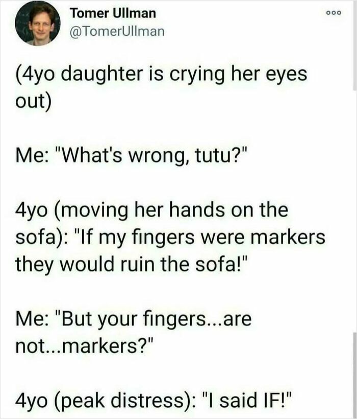 Parent kid conversation showing humorous dialogue about fingers and markers, highlighting humor in family interactions.