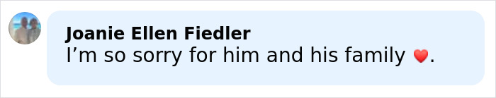 Comment expressing condolences on Eric Dane&rsquo;s cause of passing shared by Joanie Ellen Fiedler with a heart emoji.