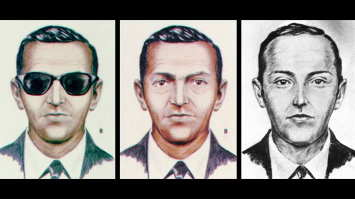 Composite sketches of infamous 1971 plane hijacker DB Cooper issued by FBI in update on his disappearance with ransom money. Composite sketches of infamous 1971 plane hijacker DB Cooper issued by FBI in update on his disappearance with ransom money.