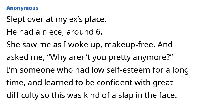 Text post showing a kid’s blunt comment accidentally roasting a grown-up with no filter during a family visit.