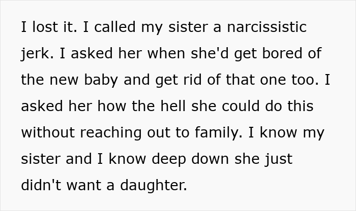 "She Wanted To Be A Boy Mom": Lady Loses It As Sis Gives Up Daughter For Adoption After Having Son