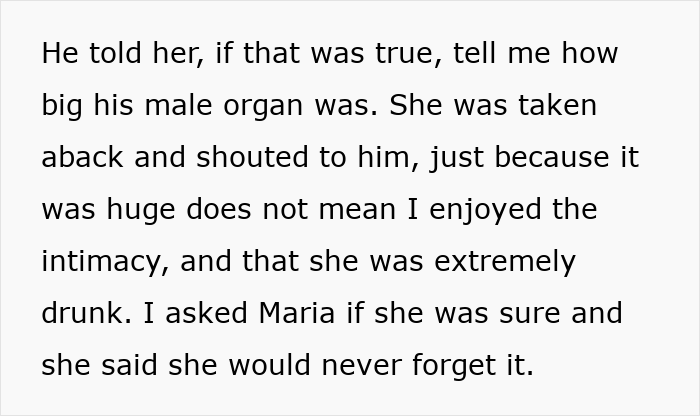 Text excerpt discussing a wife&rsquo;s reaction after seeing hubby shirtless and bestie naked, suspecting something happened.
