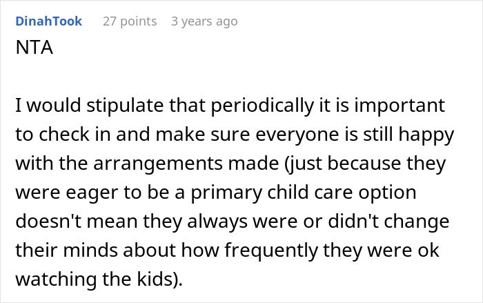Captura de tela de um comentário on-line discutindo preocupações sobre a babá dos avós e as mudanças em sua disposição ao longo do tempo. Captura de tela de um comentário on-line discutindo preocupações sobre a babá dos avós e as mudanças em sua disposição ao longo do tempo.