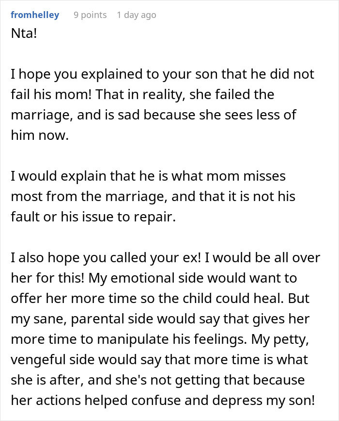 Comment expressing support for a dad cutting off grandparents guilt trip over his kid and mom in family conflict.