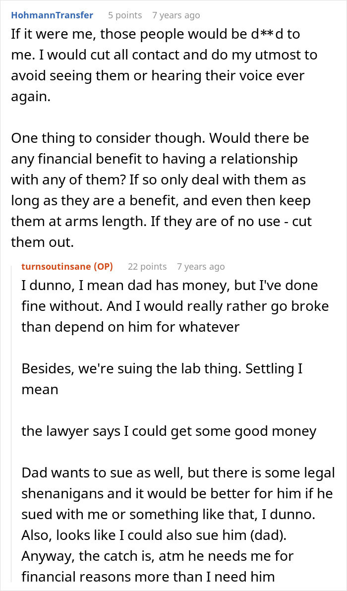 Comments discussing DNA lab mix-ups in paternity results and a man's desire to reconnect with his son.