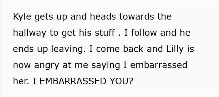 Text message conversation showing Kyle leaving and Lilly getting angry after a boyfriend lets girlfriend use apartment to meet ex.