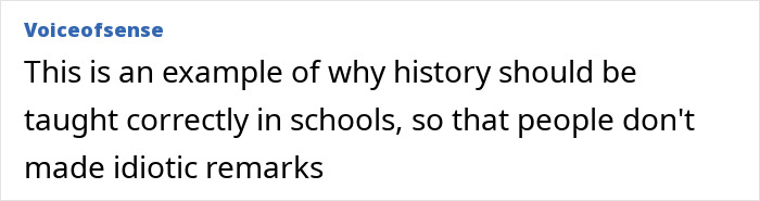 Comment from Voiceofsense emphasizing the importance of teaching history correctly to avoid misunderstandings about King Henry VIII and time travel claims.