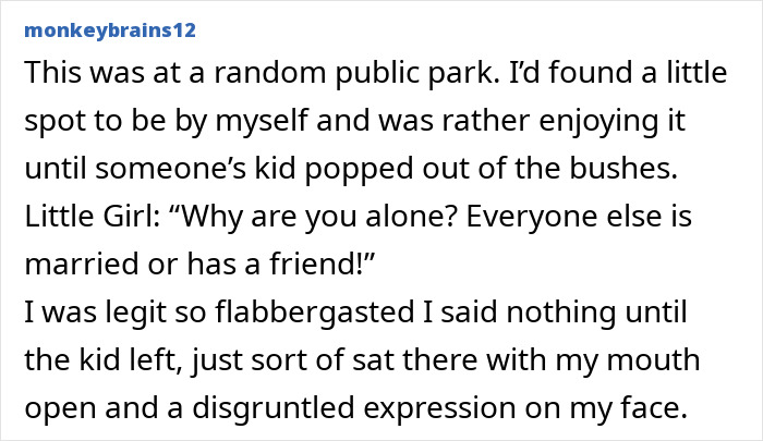 Screenshot of a social media post showing a kid accidentally roasting a grown-up with no filter in a public park.