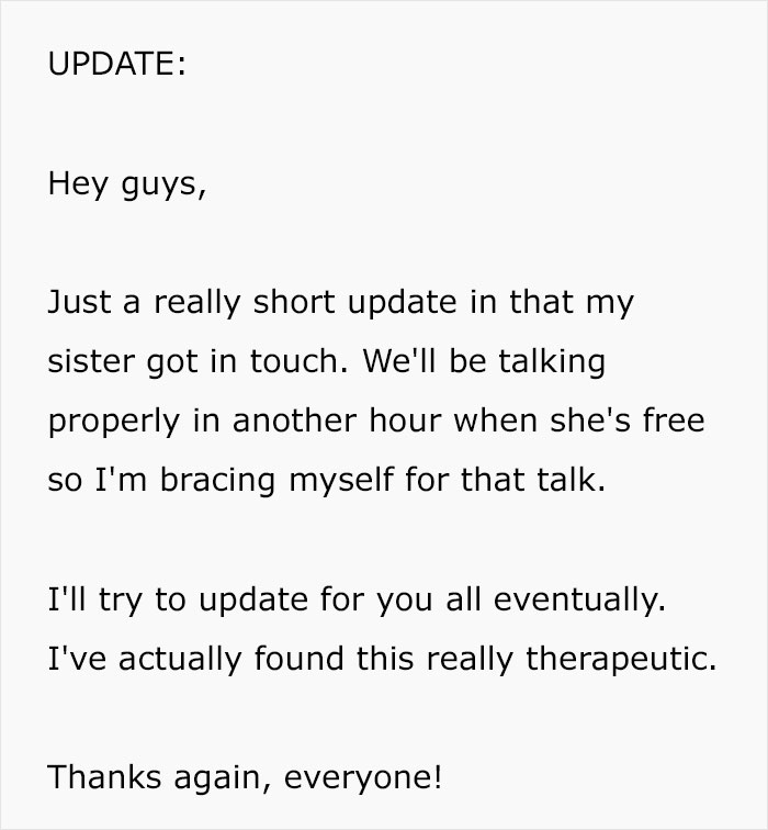 Text update from woman cutting off parents after catching mom with fiancé, sharing emotional experience and difficult family talk.