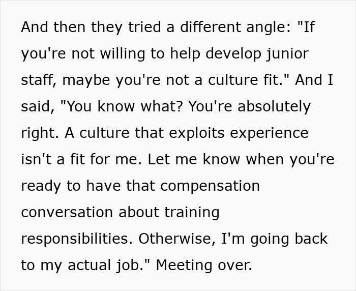 Employee refuses to train new staff for free, causing HR to be dumbfounded and resist firing the experienced employee. Employee refuses to train new staff for free, causing HR to be dumbfounded and resist firing the experienced employee.