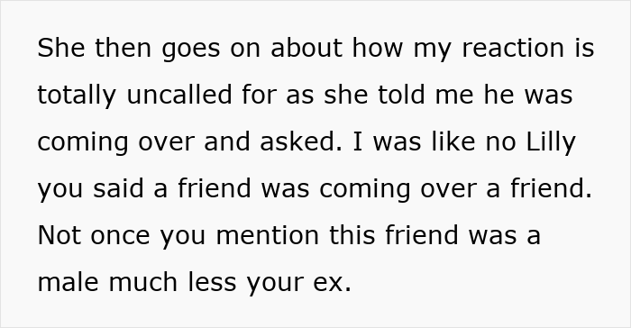 Text message conversation about a boyfriend allowing his girlfriend to use his apartment to meet an old friend who turns out to be her ex.