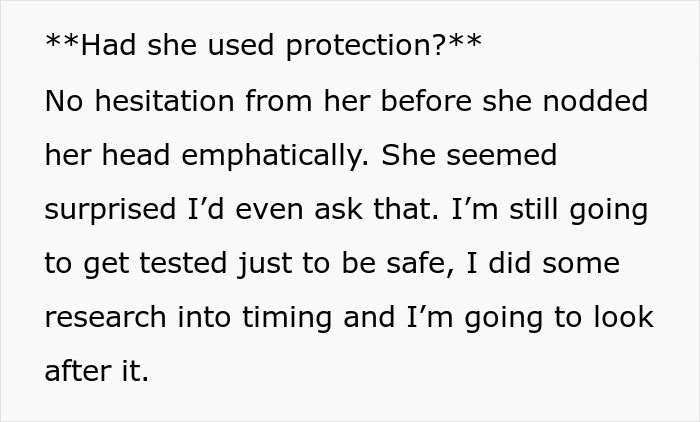 Text excerpt discussing woman admitting to cheating multiple times and husband telling her parents before leaving the relationship.