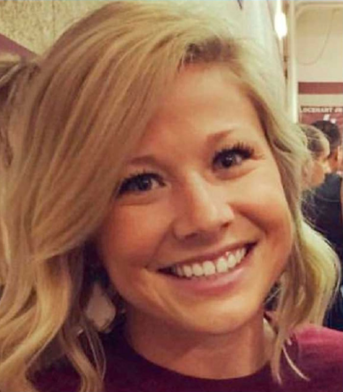 Smiling blonde woman, close-up portrait of teacher known for viral mugshot after student scandal, with an unexpected marriage update.