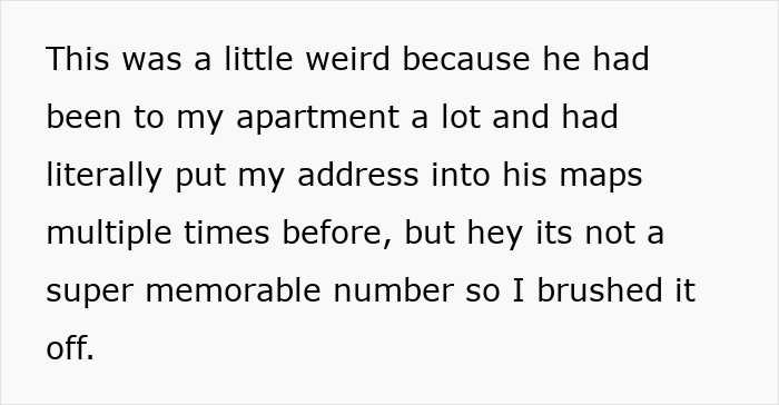 Excerpt of a story about romantic indifference showing notes on favorite foods but forgetting the cat's name.