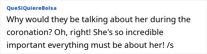 Text from a social media comment criticizing Meghan Markle during a royal event, related to lip reader and senior royals.