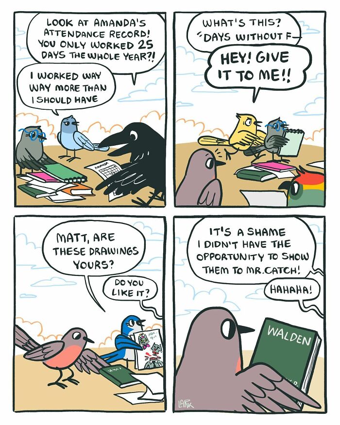 The Bird Office Saga Ends with 60 New Comics By Lark About Birds Working For A Boss Cat