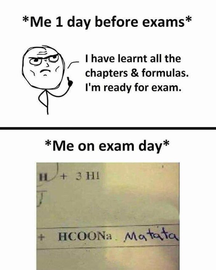 Meme showing a confident student before exam and confused on exam day, relatable for doctors or patients tired of it all.