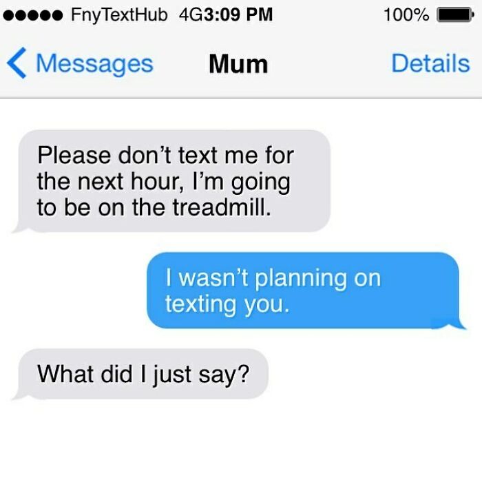 Text conversation showing a funny and sarcastic exchange between Mum and child, illustrating humorous texts.