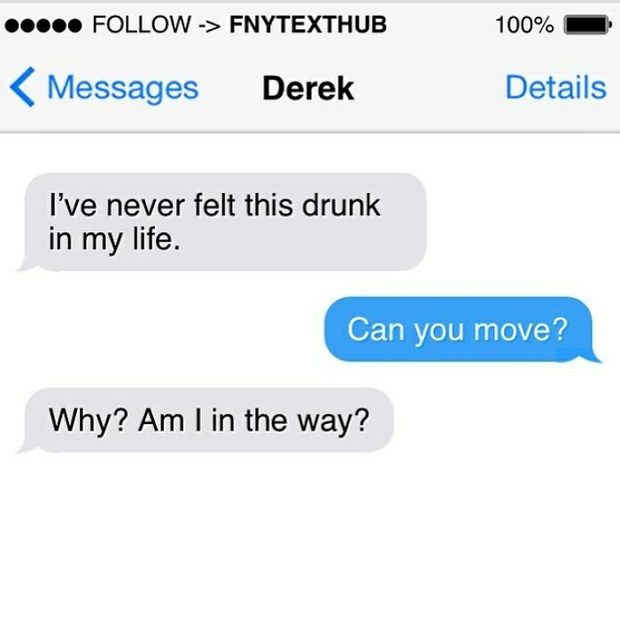 Text message conversation showing a funny exchange about being drunk in a humorous and relatable text conversation.