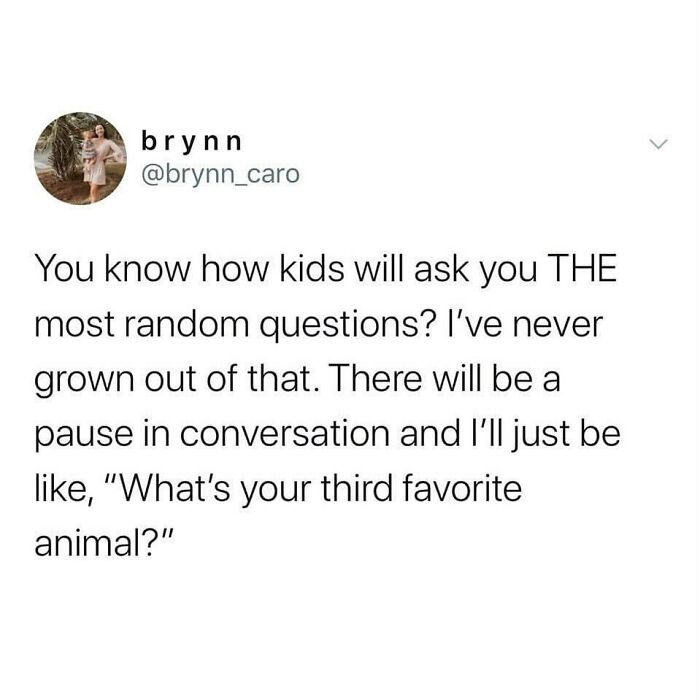 Screenshot of a social media post humorously discussing random questions, fitting British humor meme content.