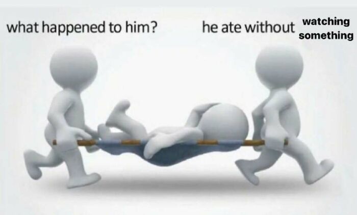 Three 3D figures with one carried on a stretcher, highlighting memes about existential crisis humor and reactions.