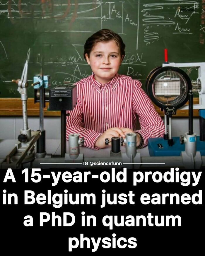 A young prodigy in a lab surrounded by scientific equipment, representing science memes and interesting posts.