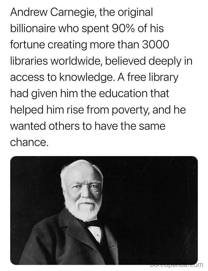 Portrait of Andrew Carnegie, original billionaire known for funding over 3000 libraries worldwide and promoting access to knowledge.
