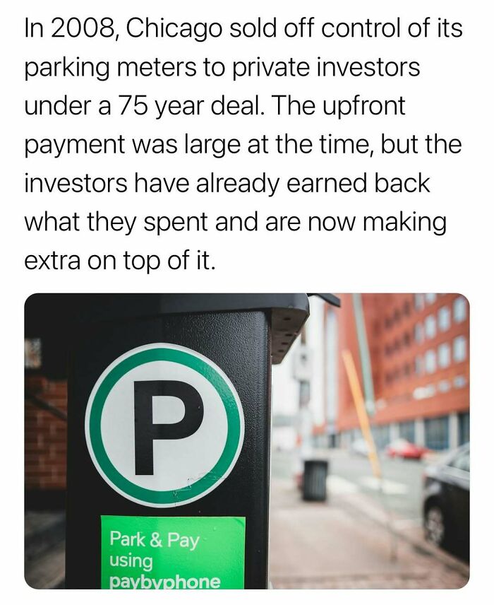 Chicago parking meters sold to private investors in a 75 year deal generating surprising long-term profits and facts.