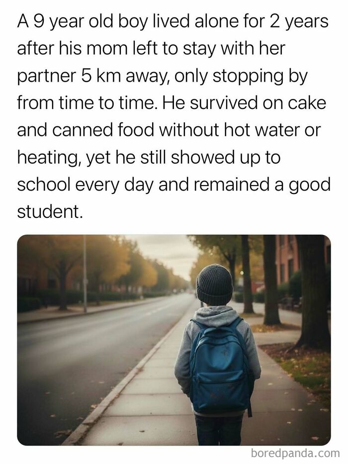 A 9-year-old boy walks alone to school daily, showcasing surprising facts of resilience and determination.