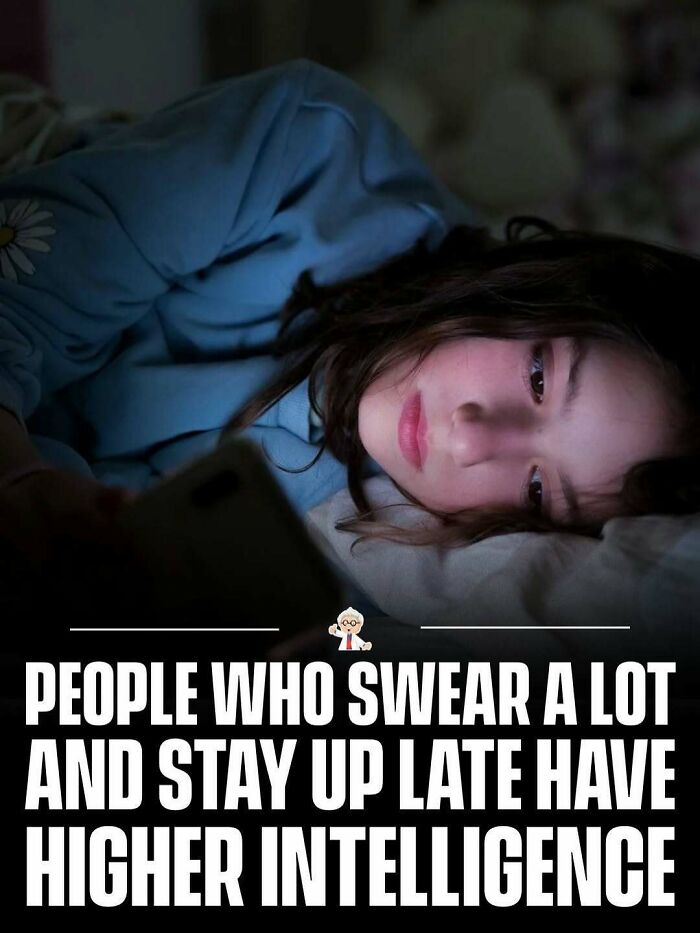 Young person lying awake in bed using a phone, illustrating wholesome and interesting facts from all over the world.