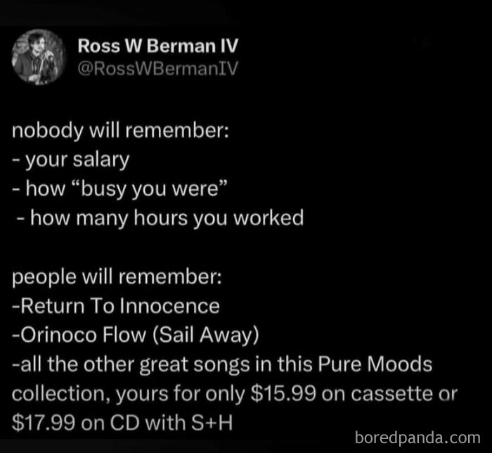 Tweet text reflecting nostalgia about memorable 90s songs that transport millennials back to their childhood moments.