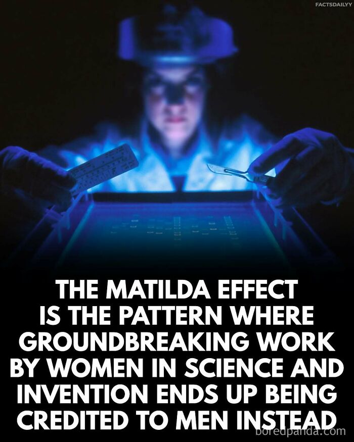 Scientist working under blue light illustrating the Matilda Effect where women's scientific work is credited to men.