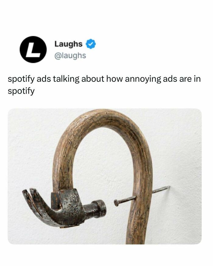 Funny meme showing a hammer attached to a bent cane, illustrating a break from being a responsible adult.