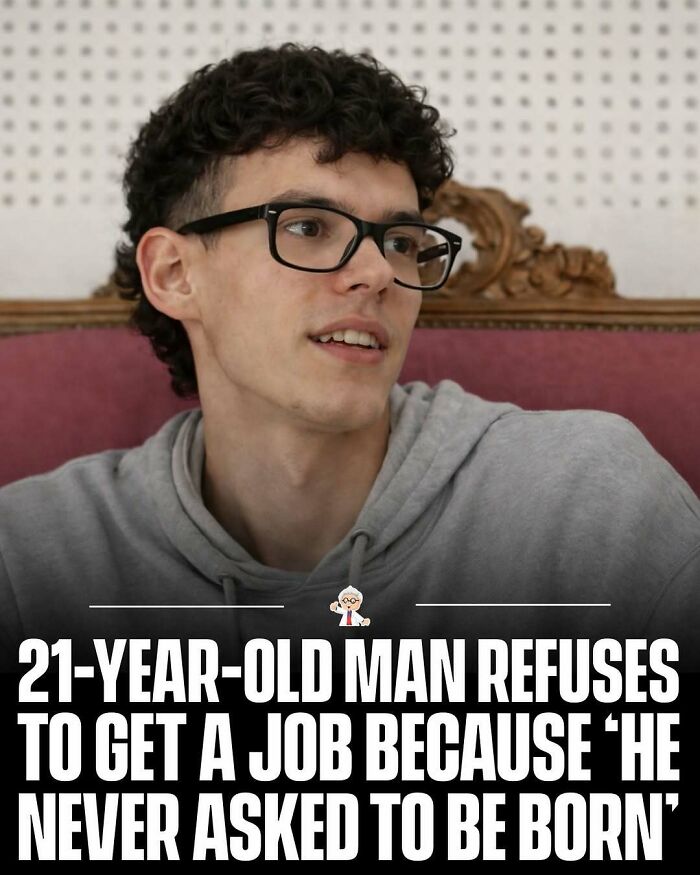 Young man with glasses shares an interesting and wholesome story about refusing to get a job in a candid moment.