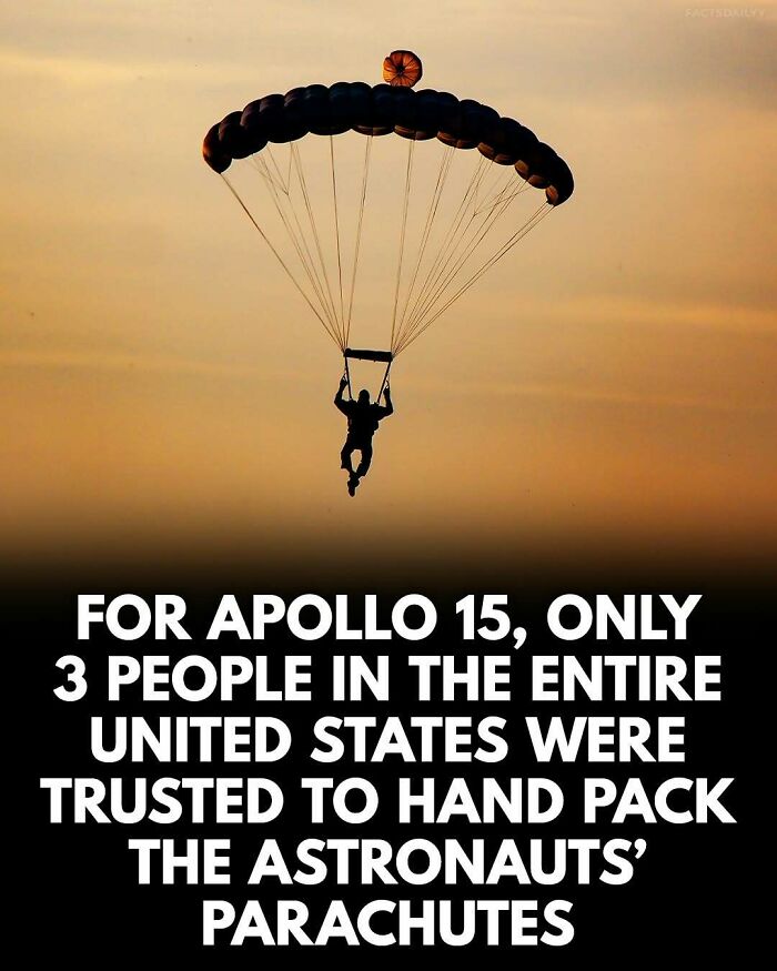 Parachute silhouette at sunset illustrating surprising facts about Apollo 15 astronauts and parachute packing trust.