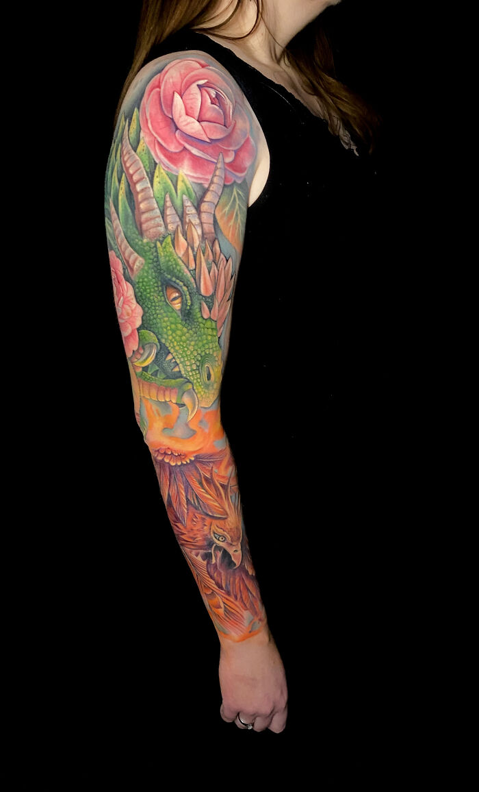 Fantasy Dragon & Phoenix Colour Sleeve