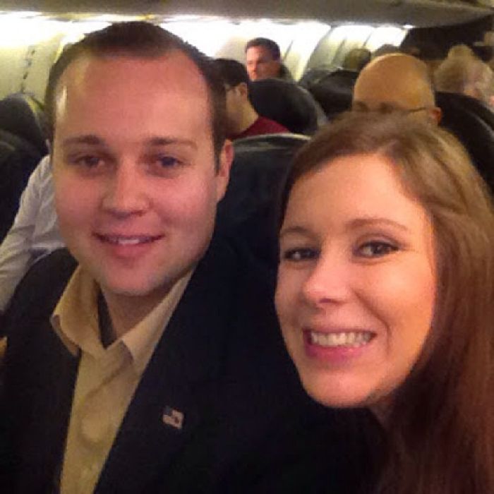 Joseph Duggar smiling with a woman on a plane, highlighting past comments on brother Josh&rsquo;s misconduct after arrest.