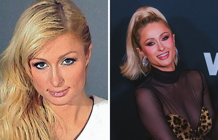 Side-by-side comparison of one of the hottest mugshots and the celebrity’s current glamorous appearance.