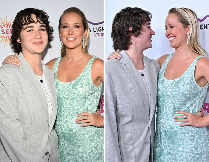 Anna Camp smiling with partner, posing at event, highlighting her sexuality and age-gap romance news.
