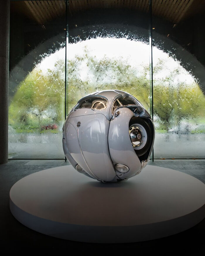 “Beetle Sphere” By Ichwan Noor, Each Piece Is Made From Polyurethane Molds Cast In Aluminum, Combined With Real Car Parts For A Touch Of Authenticity