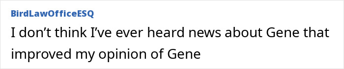 User comment discussing a change in opinion about Gene Simmons after hearing new news related to him.