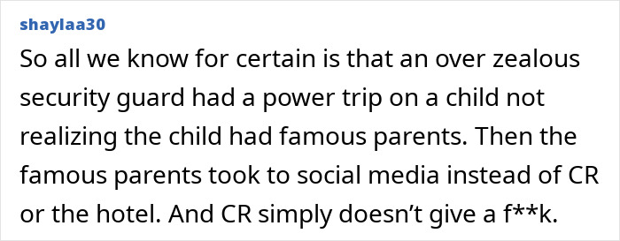 Screenshot of a social media comment discussing a security guard scandal involving Chappell Roan and Jude Law's daughter. Screenshot of a social media comment discussing a security guard scandal involving Chappell Roan and Jude Law's daughter.