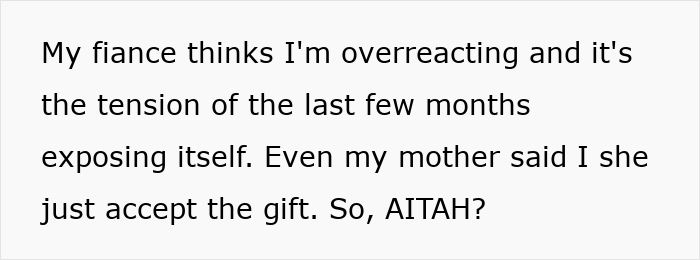 Text message explaining a bride&rsquo;s conflict over refusing her mother-in-law&rsquo;s $25K wedding gift and the ensuing debate.