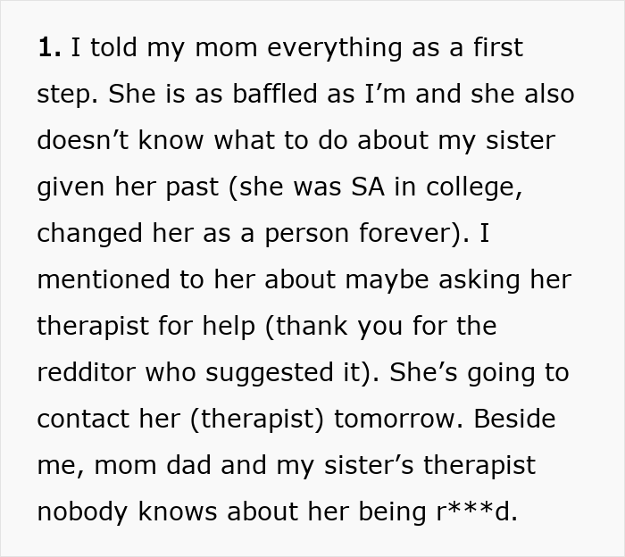 Text discussing a woman weirded out by husband&rsquo;s obsession with her sister&rsquo;s weight and uncovering revealing texts.