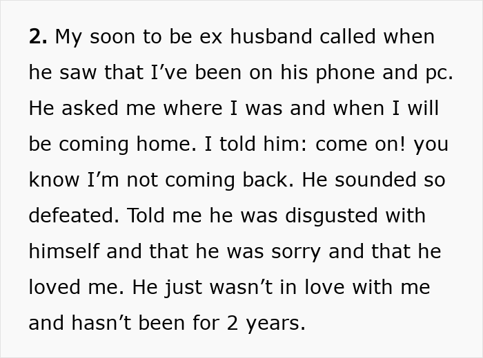 Text message from woman&rsquo;s soon-to-be ex husband expressing regret and revealing he hasn&rsquo;t loved her for 2 years about sister&rsquo;s weight.