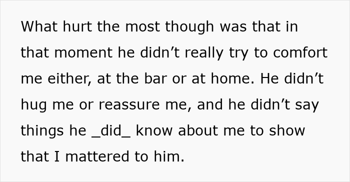 Text excerpt about romantic indifference showing lack of comfort or reassurance from a boyfriend, highlighting emotional neglect.