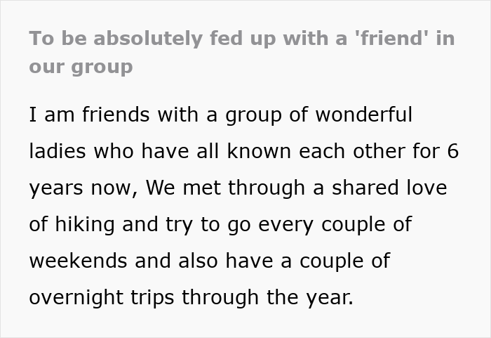 Entitled Hiker Expects Rides, Photos, And Help From Group, Members Consider Removing Her