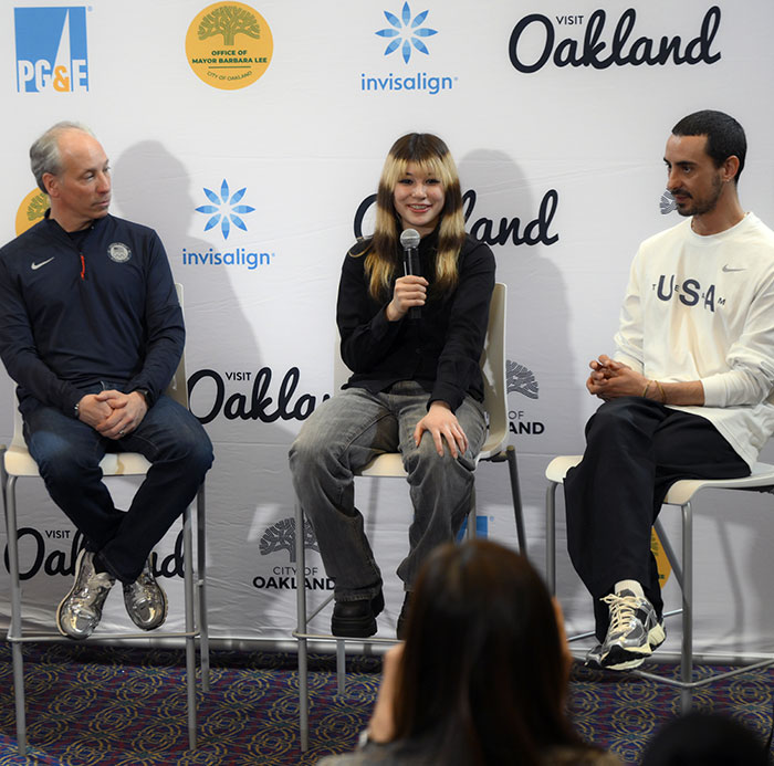 Olympic hero Alysa Liu speaking at a panel, revealing reasons behind dropping out of World Championships.
